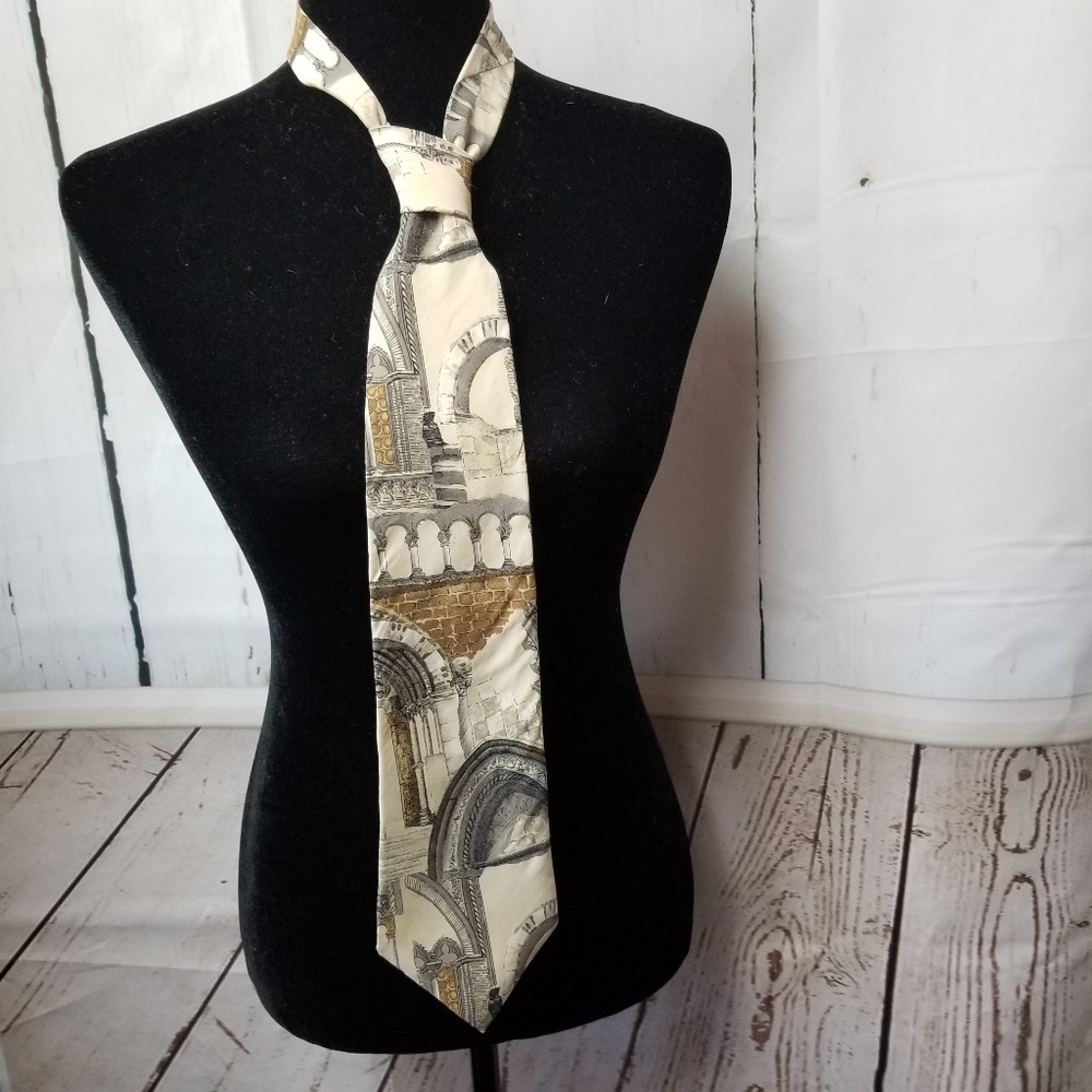 Structure Architecture Themed Silk Men’s Dress Tie EUC